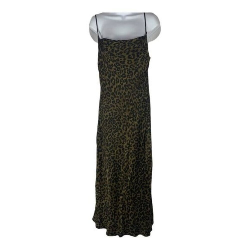 Zara Leopard Print Maxi Slip Dress Size XS Adjustable Straps